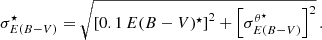 $$ \begin{aligned} \sigma _{E(B-V)}^{\star }= \sqrt{\left[0.1\, E(B-V)^\star \right]^2+\left[\sigma _{E(B-V)}^{{\theta ^\star }}\right]^2} \, . \end{aligned} $$
