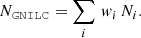 $$ \begin{aligned} N_\mathtt{GNILC} = \mathop \sum \limits _i\, { w}_i\, N_i. \end{aligned} $$