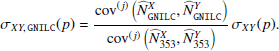 $$ \begin{aligned} \sigma _{XY,\,\mathtt{GNILC}}(p) = \frac{\mathrm{cov}^{(j)}\left(\widehat{N}^X_\mathtt{GNILC},\widehat{N}^Y_\mathtt{GNILC}\right)}{\mathrm{cov}^{(j)}\left(\widehat{N}^X_{\rm 353},\widehat{N}^Y_{\rm 353}\right)}\,\sigma _{XY}(p). \end{aligned} $$