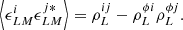 $$ \begin{aligned} \left\langle \epsilon ^i_{LM} \epsilon ^{j*}_{LM} \right\rangle =\rho _L^{ij} - \rho _L^{\phi i} \rho _L^{\phi j}. \end{aligned} $$