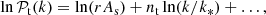 $$ \begin{aligned} \ln \mathcal{P} _\mathrm{t} (k)&= \ln (r A_\mathrm{s} ) + n_\mathrm{t} \ln (k/k_*) + \ldots , \end{aligned} $$