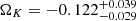 $ \Omega_{K} = - 0.122^{+0.039}_{-0.029} $