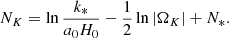 $$ \begin{aligned} N_K = \ln \frac{k_*}{a_0H_0} - \frac{1}{2}\ln |\Omega _K| + N_*. \end{aligned} $$