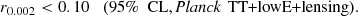$$ \begin{aligned} r_{0.002} < 0.10 \quad (95\%\ \text{ CL}, \textit{Planck}\, \text{ TT+lowE+lensing}). \end{aligned} $$