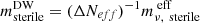 $ m_{\mathrm{sterile}}^{\mathrm{DW}} = (\Delta{\textit{N}_{eff}})^{-1}{{m_{\nu,\, \text{ sterile}}^{\text{ eff}}}} $