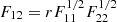 $ F_{12} = r F_{11}^{1/2} F_{22}^{1/2} $