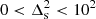$ 0 < \Delta_{\rm s}^2 < 10^2 $