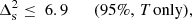 $$ \begin{aligned} \Delta _{\rm s}^2 \le \ 6.9 \quad \quad {(95\%, \, \textit{T}\ \mathrm{only})}, \end{aligned} $$