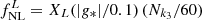 $ f_{\rm NL}^L=X_L (|g_*|/0.1)\, (N_{k_{3}}/60) $