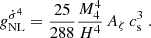$$ \begin{aligned} g_{\rm NL}^{\dot{\sigma }^4} = \frac{25}{288} \frac{M_4^4}{H^4}\, A_\zeta \, c_{\rm s}^3 \ . \end{aligned} $$