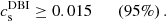 $$ \begin{aligned} c_{\rm s}^\mathrm{DBI} \ge 0.015 \quad \quad {(95\%)}\, . \end{aligned} $$