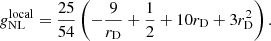 $$ \begin{aligned} g_{\rm NL}^\mathrm{local}=\frac{25}{54}\left(-\frac{9}{r_{\rm D}}+\frac{1}{2}+10r_{\rm D}+3r_{\rm D}^2\right). \end{aligned} $$