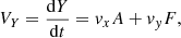 $$ \begin{aligned} V_Y&= \frac{\mathrm{d} Y}{\mathrm{d}t} = { v}_x A + { v}_{ y} F,\end{aligned} $$