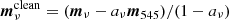 $ \boldsymbol{m}_\nu^{\mathrm{clean}}=(\boldsymbol{m}_\nu-a_{\nu} \boldsymbol{m}_{545})/(1-a_{\nu}) $