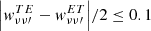 $ {\left |w^{TE}_{\nu\nu{\prime}}-w^{ET}_{\nu\nu{\prime}}\right |}/{2} \leq 0.1 $