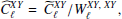 $$ \begin{aligned} \widehat{C}^{XY}_{\ell }&=\, \widetilde{C}^{XY}_{\ell } / W^{XY,\;XY}_\ell , \end{aligned} $$