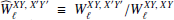 $ \widehat{W}^{XY,\; X{\prime}Y{\prime}}_\ell \equiv W^{XY,\; X{\prime}Y{\prime}}_\ell/W^{XY,\; XY}_\ell $