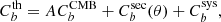 $$ \begin{aligned} C_b^\mathrm{th}= {A} C_b^\mathrm{CMB} + C_b^\mathrm{sec}(\theta )+C_b^\mathrm{sys}, \end{aligned} $$