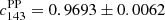 $ {{c}}^{\mathrm{PP}}_{143}=0.9693\pm0.0062 $