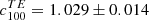 $ {{c}}^{TE}_{100}=1.029\pm0.014 $