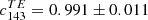$ {{c}}^{TE}_{143}=0.991\pm0.011 $