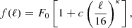 $$ f(\ell )=F_0 \left[1 + c \left(\frac{\ell }{16}\right)^\kappa \right], $$