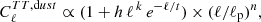 $$ \begin{aligned} C_{\ell }^{TT,\mathrm dust} \propto (1 + h \, \ell ^{\,k} \, e^{-\ell /t}) \times (\ell /\ell _{\rm p})^n, \end{aligned} $$