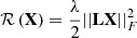 $ \mathcal{R}\left(\mathbf{X} \right) = \frac{\lambda}{2} ||\mathbf{L} \mathbf{X}||^2_F $