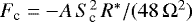 $F_{\textrm{c}}=-A\,S_{\textrm{c}}^2\, R^{\ast} /(48\,\Omega^2)$