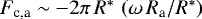 $F_{\textrm{c,a}}\sim -2\pi\, R^*\, \left(\omega\, R_{\textrm{a}}/R^{\ast}\right)$