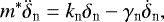 \begin{equation*}m^{\ast}\ddot\delta_{\textrm{n}}=k_{\textrm{n}}\delta_{\textrm{n}}-\gamma_{\textrm{n}}\dot\delta_{\textrm{n}}, \end{equation*}