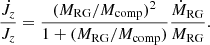 $$ \begin{aligned} \dfrac{\dot{J}_z}{J_z}=\dfrac{(M_{\rm RG}/M_{\rm comp})^2}{1+(M_{\rm RG}/M_{\rm comp})}\dfrac{\dot{M}_{\rm RG}}{M_{\rm RG}} . \end{aligned} $$