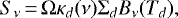 \begin{equation*} S_{\nu} \,{=}\, \Omega \kappa_d(\nu) \Sigma_d B_{\nu}(T_d) ,\end{equation*}