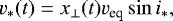 \begin{equation*} v_*(t) = x_{\perp}(t) v_{\textrm{eq}} \sin i_*,\end{equation*}