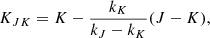 $$ \begin{aligned} K_{JK} = K - \frac{k_K}{k_J-k_K} (J-K), \end{aligned} $$