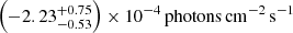 $ \left(-2.23^{+0.75}_{-0.53}\right)\times 10^{-4}\,\mathrm{photons}\,\mathrm{cm}^{-2}\,\mathrm{s}^{-1} $