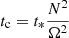 $ t_{\mathrm{c}} = t_* \frac{N^2}{\Omega^2} $