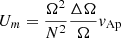 $ U_m = \frac{\Omega^2}{N^2}\frac{\Delta \Omega}{\Omega} v_{\mathrm{Ap}} $