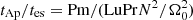 $ t_{\rm Ap}/t_{\rm es} = {\rm Pm}/({\rm Lu} {\rm Pr} N^2/\Omega_0^2) $