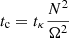 $ t_{\mathrm{c}} = t_{\kappa} \frac{N^2}{\Omega^2} $
