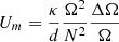 $ U_m = \frac{\kappa}{d}\frac{\Omega^2}{N^2}\frac{\Delta \Omega}{\Omega} $