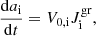 $$ \begin{aligned} \frac{\mathrm{d}a_{\rm i}}{\mathrm{d}t}=V_{\rm 0,i} J^\mathrm{gr}_{\rm i}, \end{aligned} $$