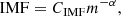 $$ \begin{aligned} \mathrm{IMF}= C_{\rm IMF} m^{-\alpha }, \end{aligned} $$