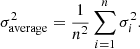 $$ \begin{aligned} \sigma ^2_{\rm average} = \dfrac{1}{n^2} \sum _{i=1}^n \sigma ^2_i. \end{aligned} $$