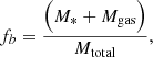 $$ \begin{aligned} f_{{b}} = \frac{\Big (M_* + M_{\rm {gas}}\Big )}{M_{\rm {total}}}, \end{aligned} $$