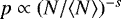 $p\propto (N/\langle N\rangle)^{-s}$