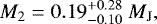 \begin{equation*} M_2 = 0.19^{+0.28}_{-0.10}~M_{\textrm{J}},\end{equation*}