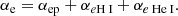 $$ \begin{aligned} \alpha _{\rm e} = \alpha _{\rm ep} + \alpha _{e{\text{H}}{\small {{\text{ I}}}}} + \alpha _{e{\text{ He}}{\small {{\text{ I}}}}} .\end{aligned} $$