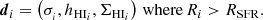 $$ \begin{aligned} {\boldsymbol{d}}_i = \left( \sigma _{_i} , h_{\mathrm{HI}_i} , \Sigma _{\mathrm{HI}_i} \right) \, \mathrm{where } \, R_i > R_{\rm SFR}. \end{aligned} $$