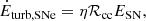 $$ \begin{aligned} \dot{E}_{\rm turb,SNe} =\eta \mathcal{R} _{\rm cc} E_{\rm SN}, \end{aligned} $$
